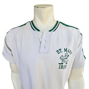 Vintage Betlin St. Mary Irish Jersey Shirt XL White Green Made USA Baseball Tee